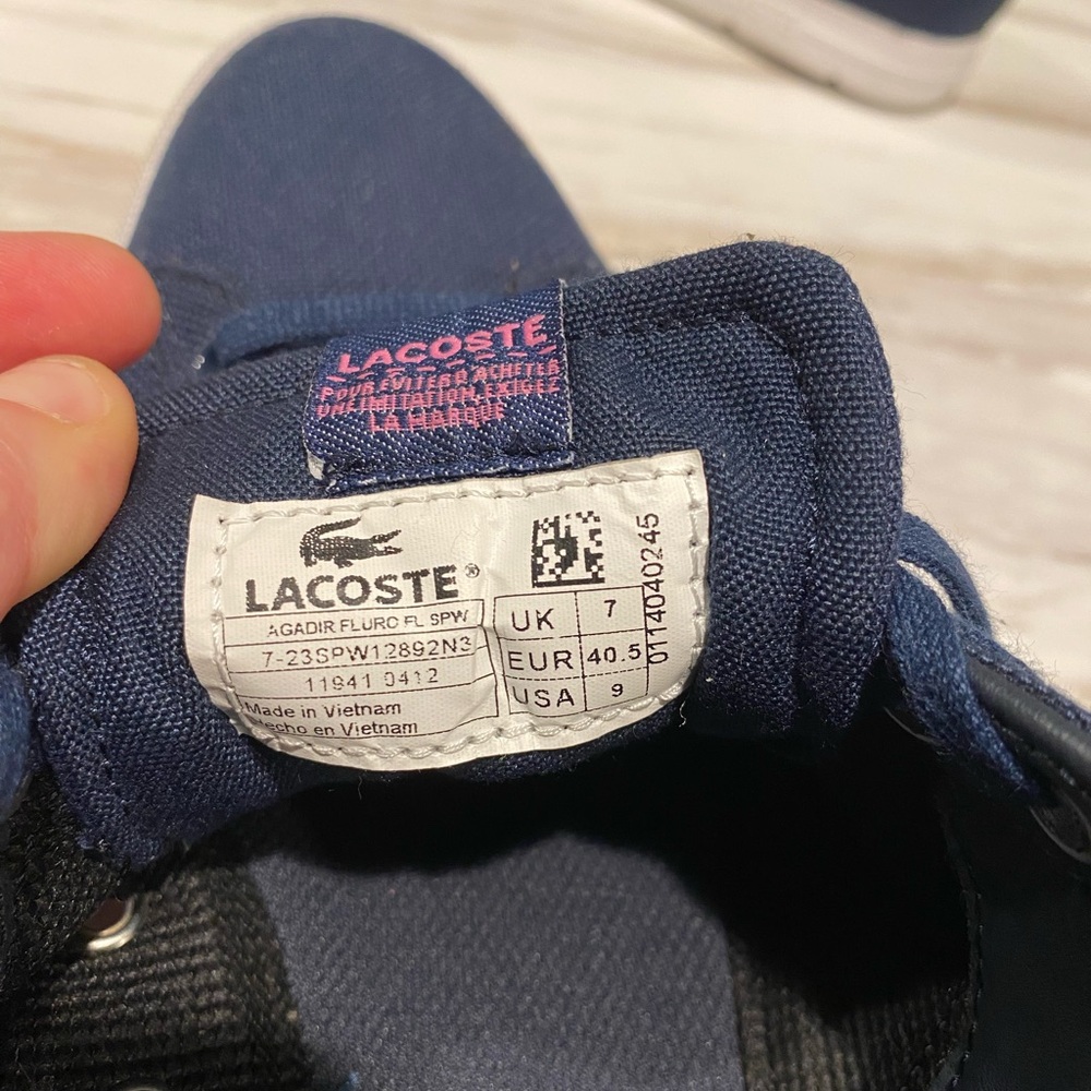Lacoste Canvas Sneakers Womens Size 9 Blue White Logo No Box Tennis Shoes NWT - Picture 7 of 8